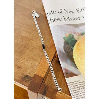 Faux-gem Charm Chain Bracelet Silver - One Size