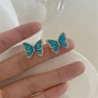 Butterfly Rhinestone Alloy Dangle Earring 1 Pair - D1551 - Blue - One Size
