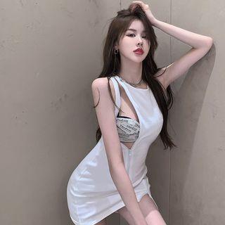 Sleeveless Zip-up Mini Bodycon Dress