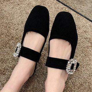Rhinestone Low-heel Mary Jane Mules