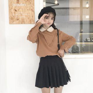 Frilled Trim Collared Top