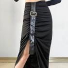 Buckled Midi Skirt