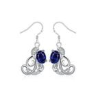 Fashion Elegant Geometric Texture Blue Cubic Zircon Earrings Silver - One Size