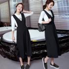 Set: Elbow-sleeve Top + Wide-leg Jumper Pants