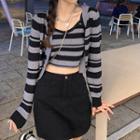 Striped Cropped Camisole Top / Cardigan