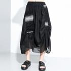 Ruched Asymmetric Maxi A-line Skirt Black - One Size