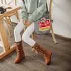 Hidden Wedge Lace-up Long Boots