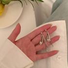 Safety Pin Drop Earring 1 Pair - Silver Needle - Silver - One Size