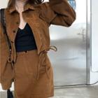 Set: Drawstring Cropped Jacket + Mini A-line Skirt