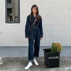Long-sleeve Loose-fit Denim Jumpsuit
