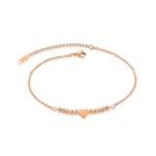 Simple And Romantic Plated Rose Gold Heart Bead 316l Stainless Steel Anklet Rose Gold - One Size