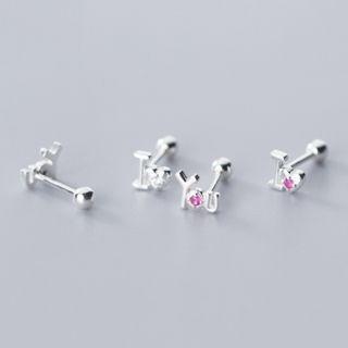925 Sterling Silver Rhinestone Lettering Earring