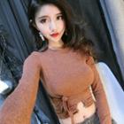 Long-sleeve Cut Out Cropped T-shirt