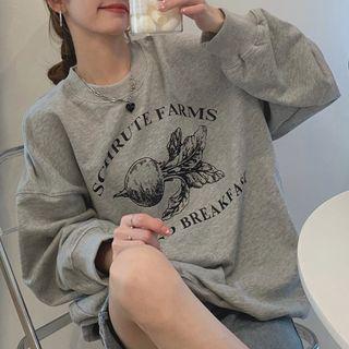 Carrot Print Sweatshirt Gray - One Size