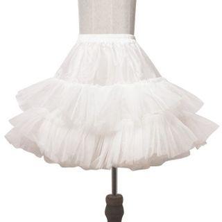Mesh Ruffle A-line Skirt White - One Size