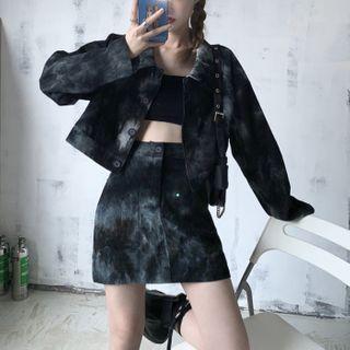 Cropped Tie-dye Shirt Jacket / Mini Skirt