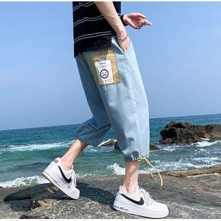 Smiley Face Printed Cropped Jeans