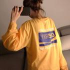 Lettering Long-sleeve T-shirt Mango Yellow - One Size