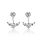 925 Sterling Silver Angel Stud Stud Earrings With White Austrian Element Crystal