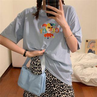 Clown Embroidered Elbow-sleeve T-shirt
