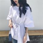 Set: Elbow-sleeve Oversized Top + Belt