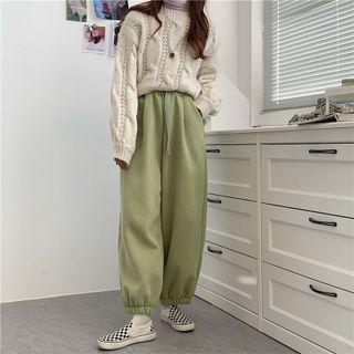 Plain High-waist Sweatpants / Short-sleeve T-shirt