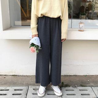 Elastic Waist Knit Wide-leg Pants
