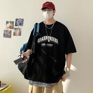 Elbow Sleeve Lettering Panel T-shirt