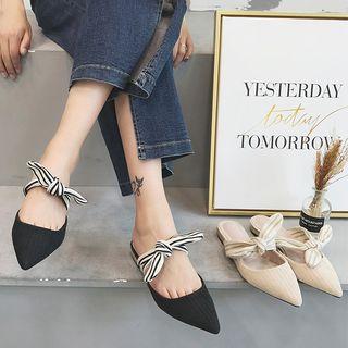 Striped Bow Accent Slide Sandals