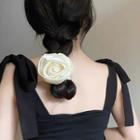 Fabric Rose Hair Tie White - One Size