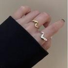 Wavy Alloy Ring 2 Pcs - Gold & Silver - One Size