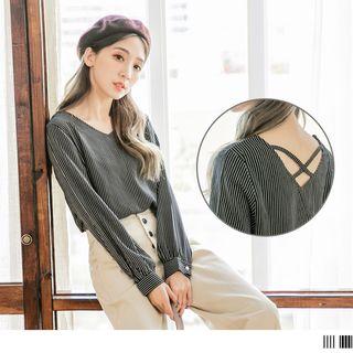 V-neck Striped Cross-back Top