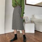Plaid Midi Skirt Plaid - One Size