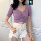 Short-sleeve Ruffled Copped Top
