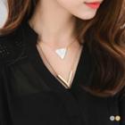Marble Triangle Metal V Layered Necklace