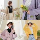 Pastel-color Oversized Cable-knit Cardigan