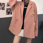 Embroidered Blazer Pink - One Size