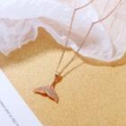 Whale Tail Rhinestone Pendant Necklace 020 - Gold - One Size