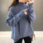 Turtleneck Argyle Knit Sweater