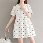 Bird Print Short-sleeve A-line Dress