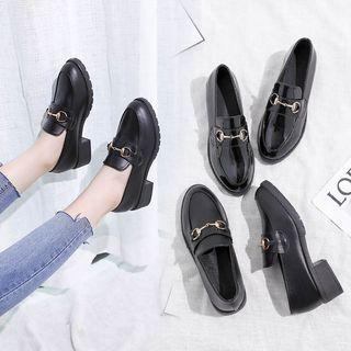 Faux Leather Block-heel Mules