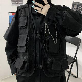 Cargo Pocket Vest Black - One Size