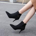 Pointy Faux Suede Stiletto Heel Short Boots