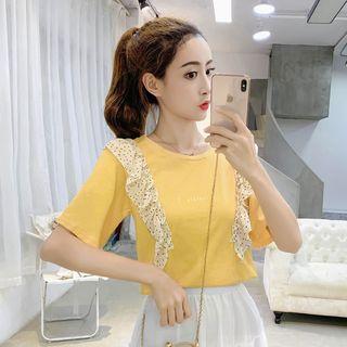 Short-sleeve Dotted Panel T-shirt