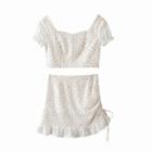 Short-sleeve Floral Cropped Blouse / Mini Skirt