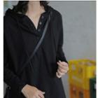 Fleece-lining Henley Hoodie Dress
