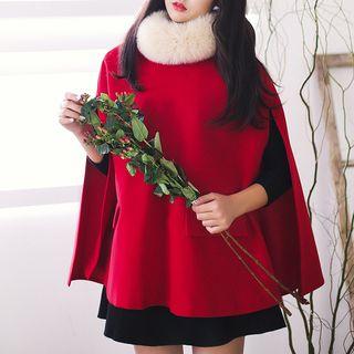 Faux-fur Collar Cape