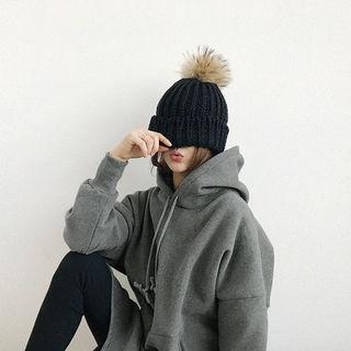 Kangaroo-pocket Oversized Fleece-lined Hoodie Dress