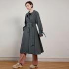 Balloon-sleeve Belted Long Coat