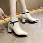 Knotted Strap Block Heel Short Boots